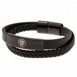 Manchester City FC Black IP Leather Bracelet 2