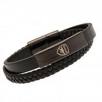 Arsenal FC Black IP Leather Bracelet