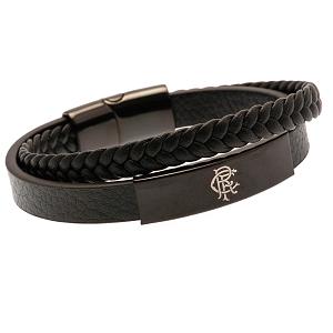 Rangers FC Black IP Leather Bracelet 1