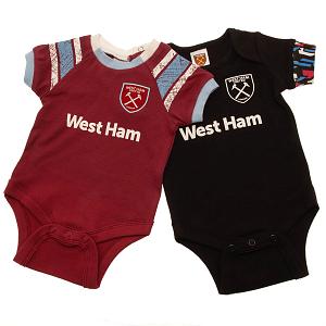West Ham United FC 2 Pack Bodysuit 0-3 Mths ST 1