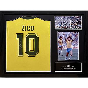 Brazil 1982 Zico Signed Shirt (Framed) 1