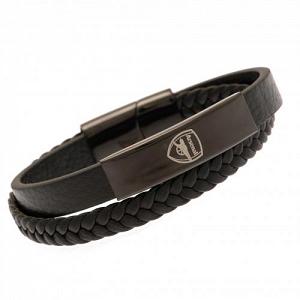 Arsenal FC Black IP Leather Bracelet 1